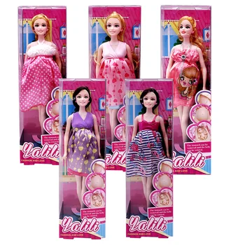 Аксессуары для кукол = 1 Беременная кукла Мама + 1 куколка + 1 платье + 1 обувь для Барби с красивой коробкой Детские игрушки Подарок на День рождения
