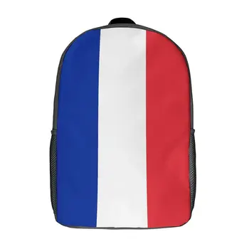 Флаг Франции, Французский флаг, 17-дюймовый рюкзак на плечо, Винтажные летние лагеря, Повседневная графическая фирма, Уютный полевой пакет