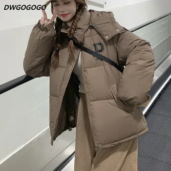 Зимние пальто, женская Корейская модная пуховая куртка на молнии 2023, Повседневная верхняя одежда Doudoune Femme