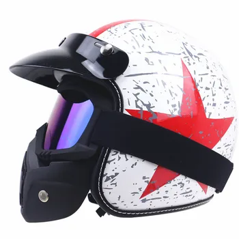 Винтажный мотоциклетный шлем для красного белого Racer Jet Capacetes De Motociclista Vespa Cascos Para Moto Dot Ce
