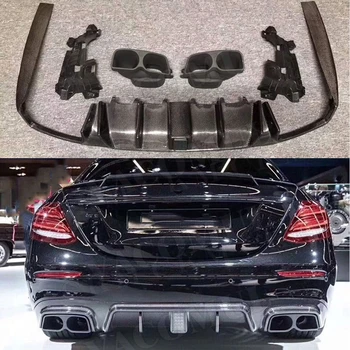 Рассеиватель для губ заднего бампера из углеродного волокна с наконечниками глушителя выхлопных газов для Mercedes Benz W213 E200 E260 E63 AMG B Style 2017 2018