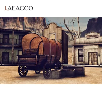 Laeacco, винтажная деревянная карета, Западный ковбой, банковская коробка, детский портрет, фон для фотосъемки, фон для фотостудии