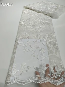 Классическое Белое Высококачественное Элегантное французское Сетчатое кружево, Африканская Вышивка, Нигерийская ткань Для свадебного платья CD2107