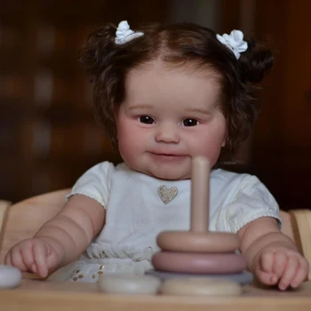 24-дюймовая уже готовая раскрашенная кукла Реборн для малышей, девочка Мэдди, 3D кожа с ручным корнем, кукла с каштановыми волосами