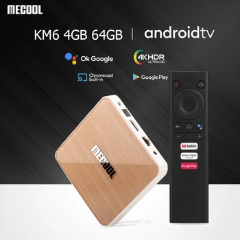 Mecool KM6 4k Android 10,0 TV box 4 ГБ 32 ГБ 64 ГБ Amlogic S905X4 ATV телеприставка Двойной WiFi 6 4K HD HDR10 + приемник