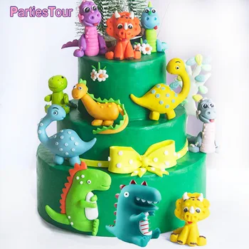 Топпер для торта с динозавром, Украшение для Вечеринки в честь Дня рождения динозавра для мальчиков и девочек, Украшения для торта с лесными животными, принадлежности для детского душа