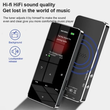 2,0-Дюймовый Металлический Сенсорный MP3 MP4 Музыкальный плеер Bluetooth 5,0 Поддерживает карту памяти, FM-радио, Будильник, Шагомер, электронную книгу, Встроенный Динамик
