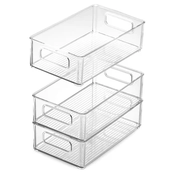 6 шт. Прозрачные Пластиковые Ящики для Хранения, Компактный Морозильный Органайзер для шкафа, ванной Комнаты, кухни