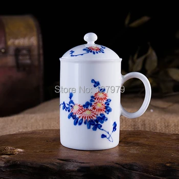 В продаже! Чашка из яичной скорлупы, расписанная вручную Цзиндэчжэнем, бело-голубая фарфоровая чашка для чая, керамические чашки для чая ~