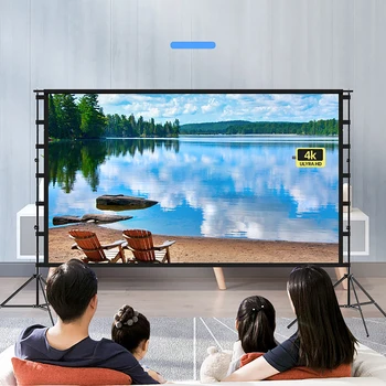 Дисплей 16: 9 HD Складной портативный Экран для проектора 4K с подставкой 120-дюймовый Кинопроекционный экран для видеопроекции В помещении и на открытом воздухе Занавес