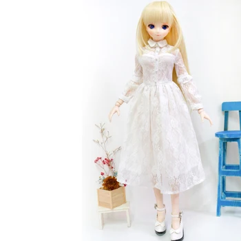 D04-B280 детская игрушка ручной работы BJD/SD кукольная одежда 1/3 1/4 для больших девочек 65 см, белая кружевная юбка с длинными рукавами, 1 шт.