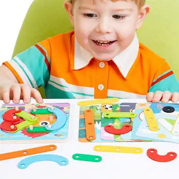 Деревянные Развивающие игрушки Монтессори для малышей, развивающие игрушки-головоломки, развивающие раннее обучение, Красочные блоки для цвета и формы