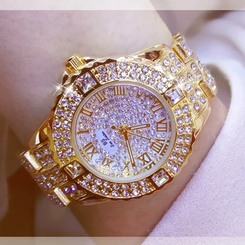 Женские часы с бриллиантами, золотые часы, Женские наручные часы Роскошного бренда, Женские часы-браслет со стразами, женские Relogio Feminino