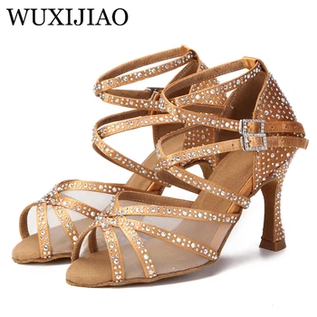 WUXIJIAO/ Новые ботинки для латиноамериканских танцев, женская обувь для танцев Сальсы и Танго для девочек, спортивная танцевальная обувь для помещений, профессиональная обувь для бальных танцев