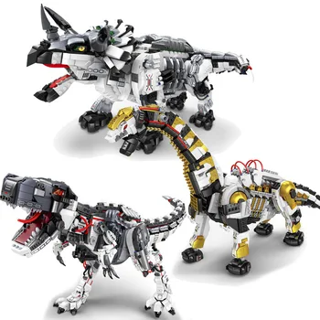 Механический Тираннозавр Рекс для взрослых, сложные строительные блоки, Большой орнамент в виде динозавра, Детская модель-головоломка