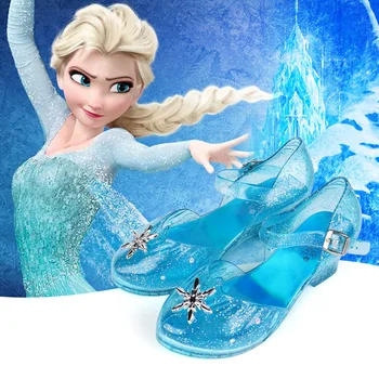Disney Frozen Эльза Для девочек Босоножки на высоком каблуке Летние Детские Туфли Принцессы Для Косплея Блестящая Светящаяся Обувь Шоу Обувь Подарок для детей