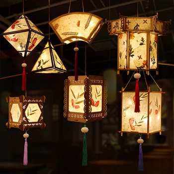 Китайский стиль ретро дворцовый фонарь из цветочной бумаги ручной работы, материал 