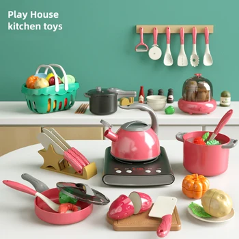 Детский Набор кухонных игрушек для малышей, Детский Игровой набор для Приготовления Пищи с Игровыми Кастрюлями, Сковородками, Посудой, Игрушечные лошадки, Игровая Еда для детей