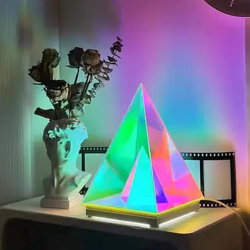 Светодиодная Настольная Лампа Cube RGB Настольная лампа Акриловая Квадратная Используется Для Украшения Столовой отеля, Спальни, гостиной, атмосферной лампы