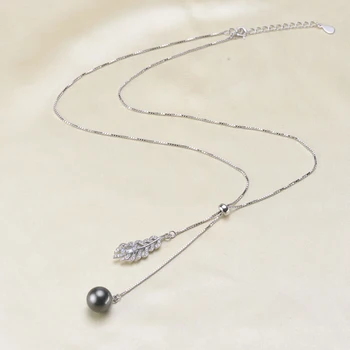 S925, цепочка с подвеской из листьев стерлингового серебра, аксессуар для женщин, жемчужное ожерелье 
