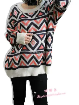 новые модные женские осенне-зимние топы с неправильными геометрическими узорами, графические свободные и удобные свитера