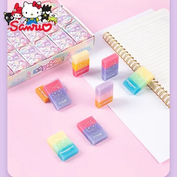 Sanrio Melody Kuromi Hello Kitty Cinnamoroll Pochacco 1 комплект (24 шт.) Ластик Мультяшный Школьник Канцелярские Принадлежности Градиентный Креативный Ластик