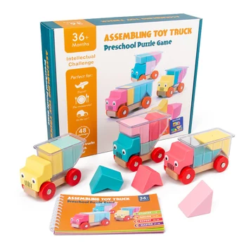 Дети Монтессори Собирают Игрушечный грузовик, Деревянная Дошкольная игра-головоломка, Интеллектуальный вызов, Обучающие игрушки для ребенка