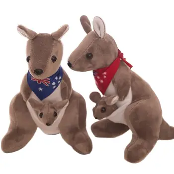 28 см Австралийский Кенгуру Плюшевая игрушка Кенгуру Мама с ребенком, шарф с австралийским флагом, милая кукла для отправки детского подарка на День рождения