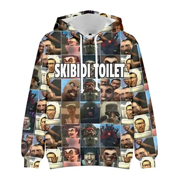 Новый Skibidi Toilet Игра в туалет Периферийная Пародия Для детей и взрослых, Повседневный пуловер с капюшоном, двухмерный свитер с капюшоном, лучший подарок
