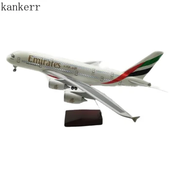 Kankerr Emirates Airlines A380 Голосовое Управление Светодиодная Металлическая Модель Самолета 46 см Авиационная Коллекционная Отливка под давлением Миниатюрный Орнамент Souve