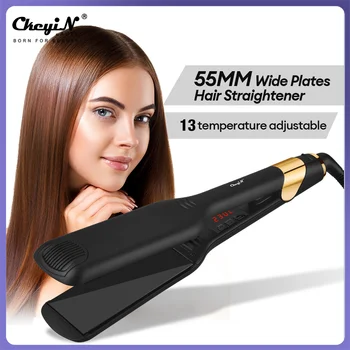 Профессиональный Выпрямитель для волос CkeyiN шириной 55 мм, 3D Плавающий керамический утюжок, мгновенный нагрев, 2 в 1, Бигуди, инструмент для укладки