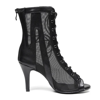 Танцевальные туфли Элегантные ботильоны на шпильке 2021 г., Шлепанцы на высоком каблуке, Женская обувь черного цвета, большие размеры, женские ботинки для танцев, джазовых бальных танцев