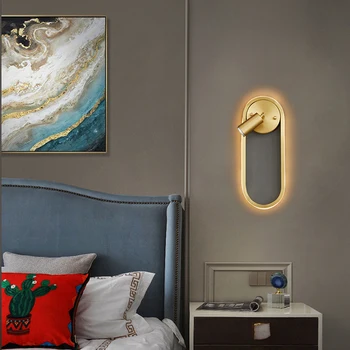 FSS Современный Медный Настенный светильник, Роскошная Прикроватная лампа для спальни, Простая гостиная, ТВ-фон, Настенный светильник, Настенный светильник для прохода