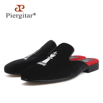 Piergitar, новый стиль, мужские бархатные тапочки ручной работы, модные вечерние и показные мужские модельные туфли, тапочки для курения с вышивкой, большие размеры