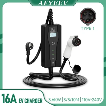 AFYEEV Портативное зарядное устройство для электромобилей Type 1 Type 2 SAE J1772 16A Зарядное устройство для электромобилей Универсальное для различных зарядных устройств для электромобилей