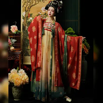 Женское платье Китайской Династии Тан Hanfu с древней традиционной вышивкой, Комплекты Hanfu, Винтажный Женский Костюм для Косплея с Танцами Феи