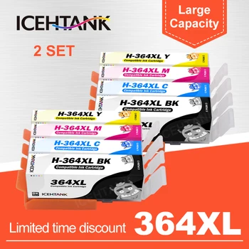 ICEHTANK 2 комплекта 364XL 364 XL Совместимые Чернильные Картриджи Замена для Принтера HP Deskjet 3070A 5510 6510 B209a B110e C510a C309a