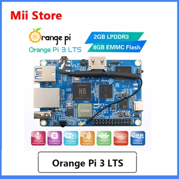 Orange Pi 3 LTS 2G8G EMMC с HDMI + WIFI + BT5.0, SoC AllWinner H6, Бортовой компьютер с открытым исходным кодом, работает под управлением ОС Android 9.0 / Ubuntu / Debian