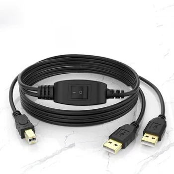 4,5 м Позолоченный кабель для принтера USB 2,0, двойной USB для хостинга, квадратный MIDI-кабель, Двойной USB 2,0, тип A, от мужчины к женщине, для принтера