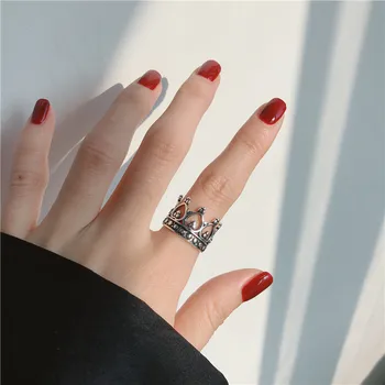 VENTFILLE Стерлинговое серебро 925 пробы, простое кольцо с короной в стиле ретро, открывающееся для женщин, мода и индивидуальность, универсальные вечерние ювелирные изделия, подарок