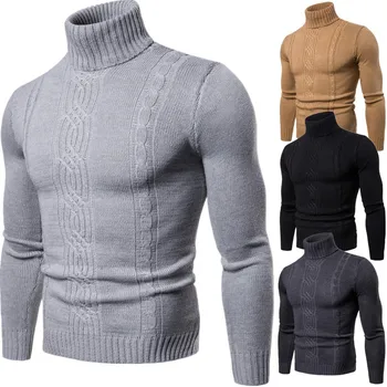 Новый мужской модный свитер, однотонный повседневный пуловер, свитер