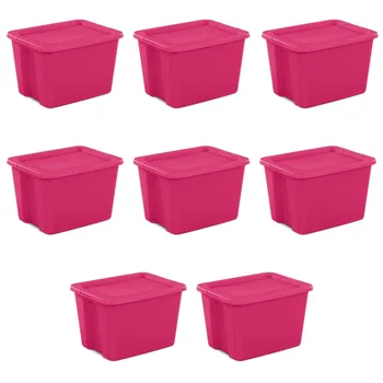 Пластиковая коробка-тотализатор Sterilite объемом 18 галлонов, цвет фуксии, набор из 8 предметов