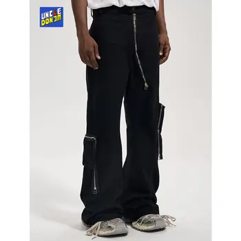 Брюки-карго с объемным карманом на молнии в профиль, хип-хоп, тактические брюки-карго, повседневные модные шаровары