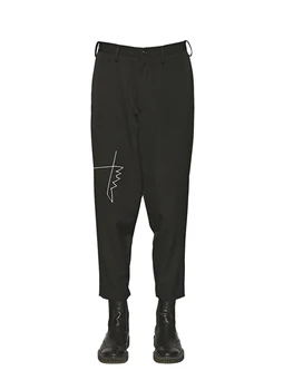 штаны yohji yamamotos, брюки с вышивкой, Унисекс, брюки в японском стиле, Rie Miyazawa, повседневная одежда с ручной росписью, мужская одежда