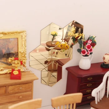 Мини-кукольный домик с зеркальной шкалой в свободной комбинации, Мини-рамки, Кукольный Домик, Пластиковое винтажное миниатюрное зеркало, мебель для кукольного домика