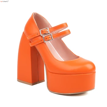 Обувь Mary Janes для девочек, Лолита 2023, женские туфли-лодочки на платформе, кожа на высоком каблуке, весна-осень, обувь в стиле панк, Большой размер 43