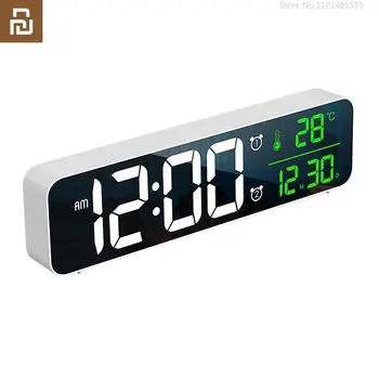 Для Xiaomi Mijia Youpin Умные электронные светодиодные зеркальные часы с цифровым дисплеем повтора, таблица времени, будильник, Зеркальные часы, настенные часы