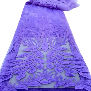 Фиолетовая Африканская Кружевная Ткань 2023 Высококачественная Кружевная ткань в Нигерийском стиле с Сетчатыми Блестками, Кружевная ткань Из французского Тюля, Кружевная ткань Для Свадебного платья