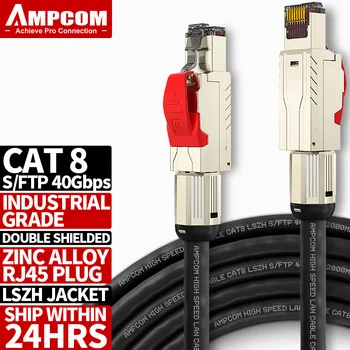 Сетевой кабель AMPCOM RJ45 Ethernet Компьютерный кабель 10 Гбит/с Cat8 Cat7 Cat6A с Предварительно завершенным патч-кордом-Поддержка произвольной длины