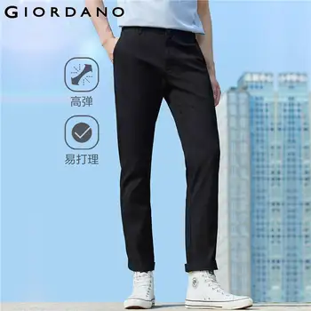 Мужские брюки GIORDANO, легкий уход, наполовину эластичный пояс, легкие брюки Чинос, однотонные, стрейчевые, расслабленные, модные повседневные брюки 01113064